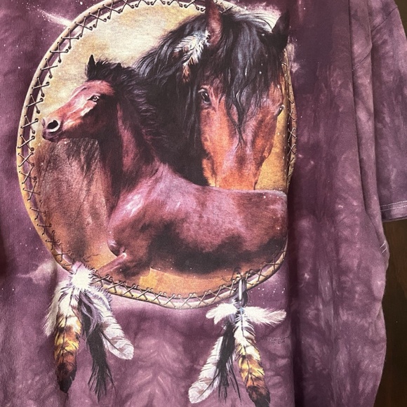 Delta Pro Weight Purple Tie Dye Horses Dreamcatcher Nature T-Shirt Y2K - Picture 3 of 7